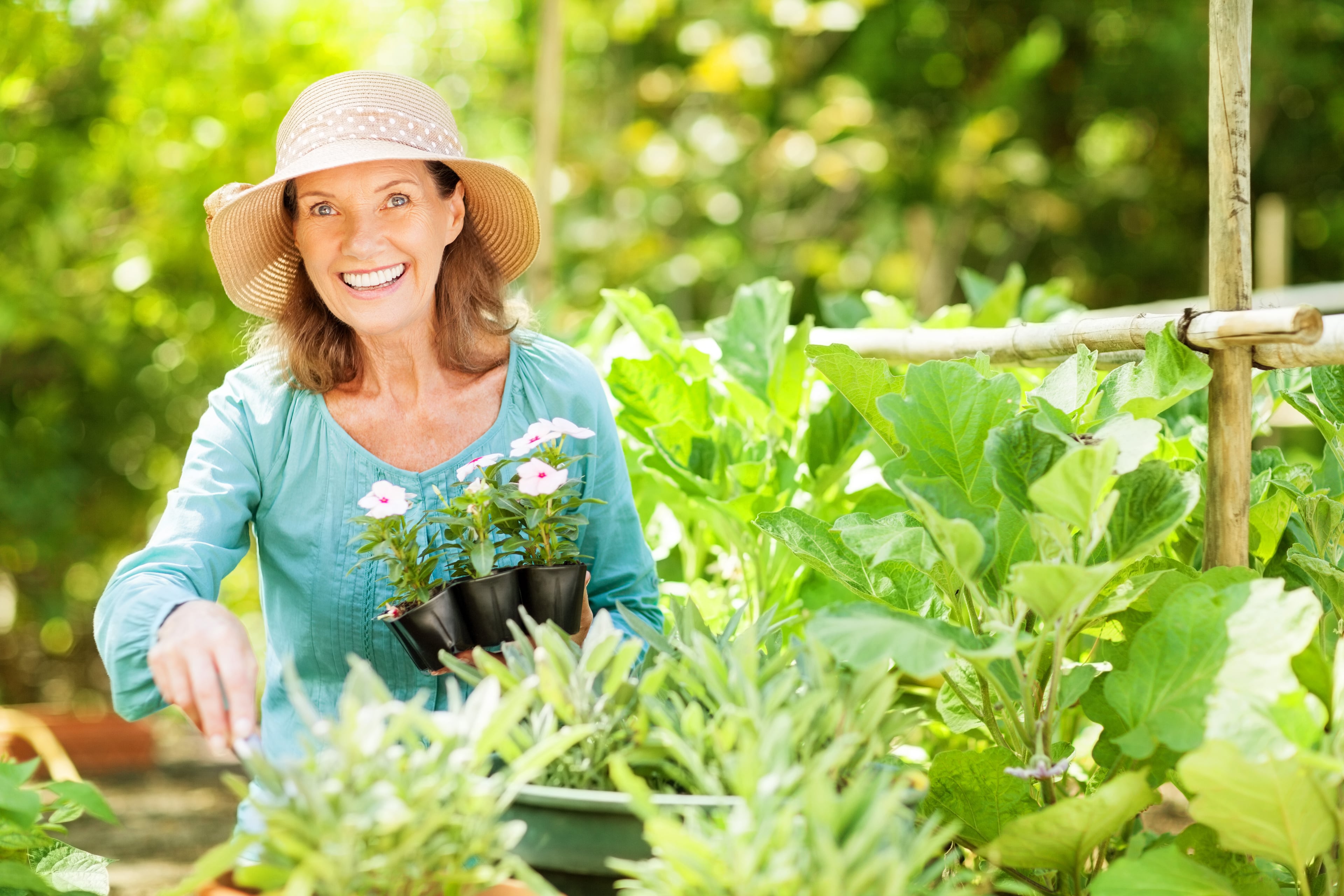 Beth tending to a garden